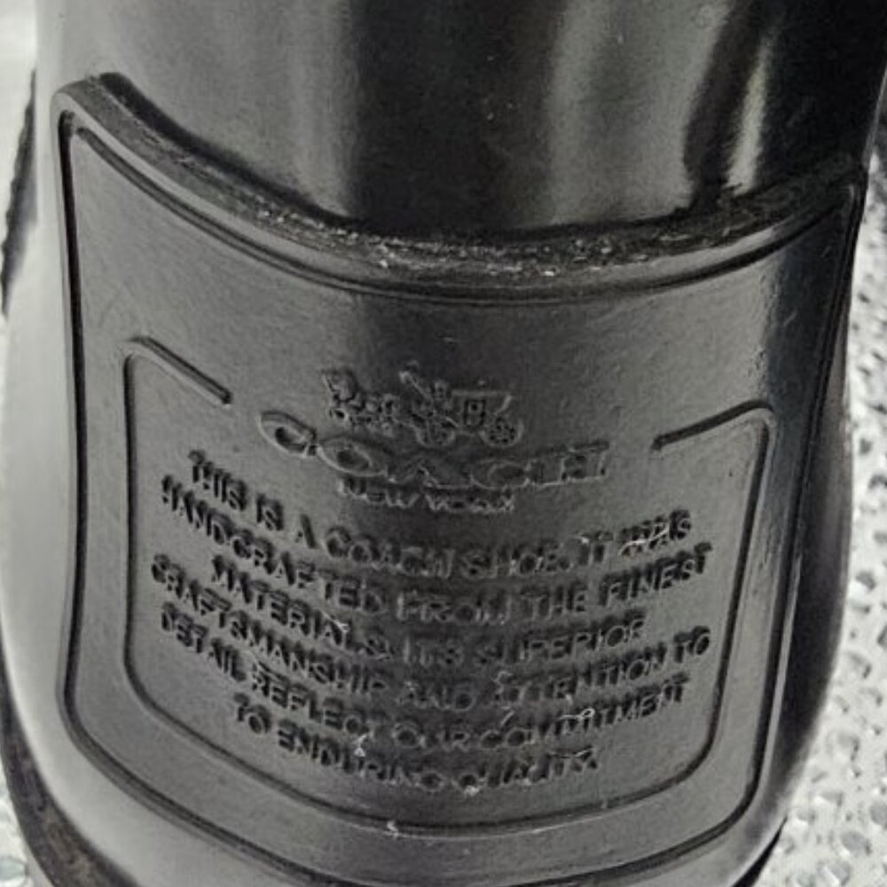 COACH Tristee Waterproof Rain Boots Lace Corset Monogram Logo Tall Black 9 B - Picture 4 of 9